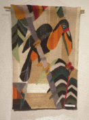 tukan kolorowy na gałęzi siedzi tkanina artystyczna