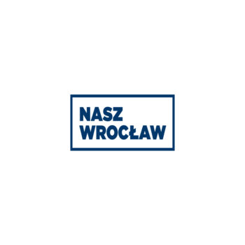logo n- napis nasz Wrocław w ramce niebieskie na białym tle